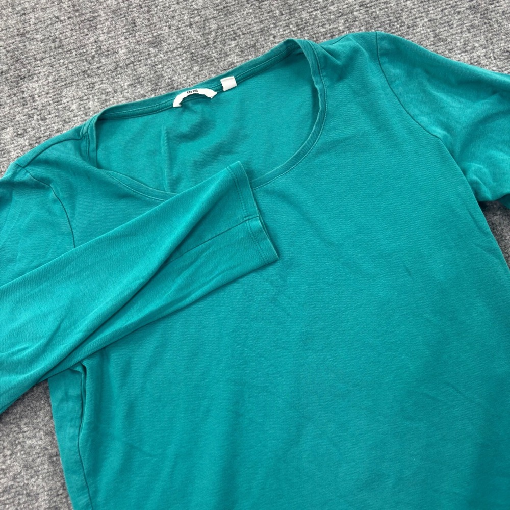 Uniqlo Long Sleeve Shirt XL Teal Cotton Spandex Scoop Neck Mens